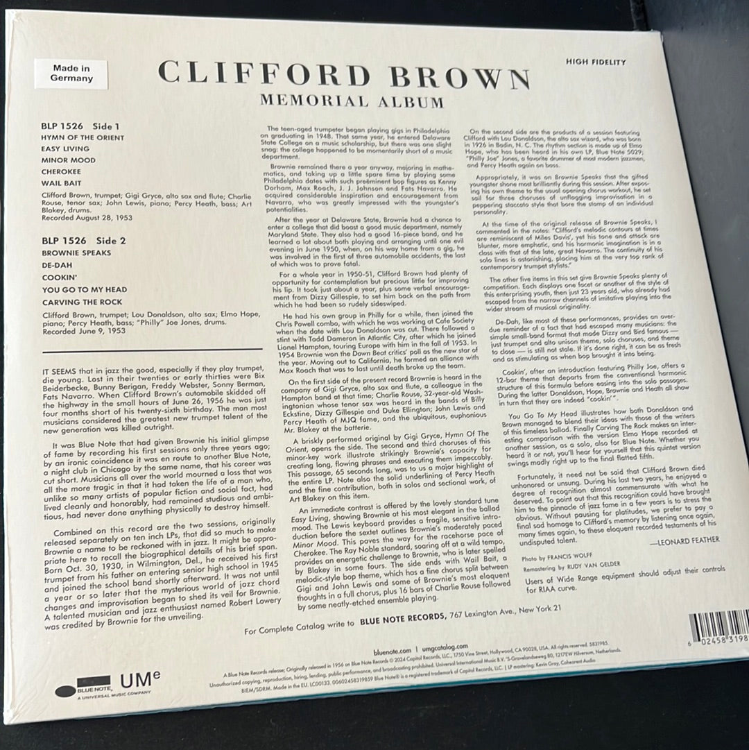 CLIFFORD BROWN - Memorial Album