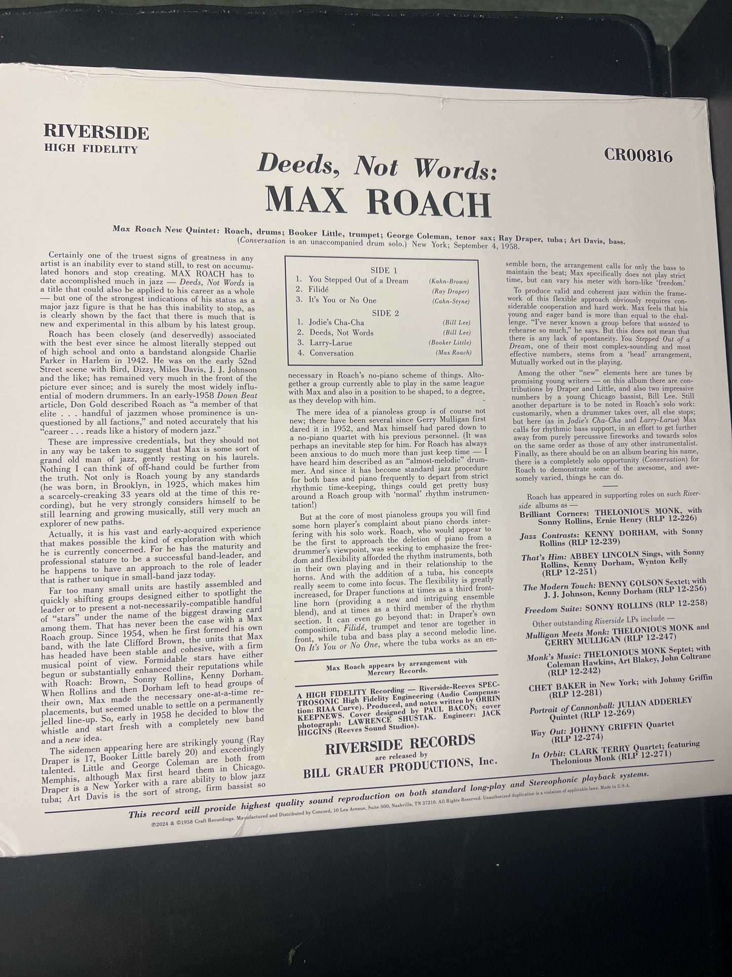 MAX ROACH - deeds, not words