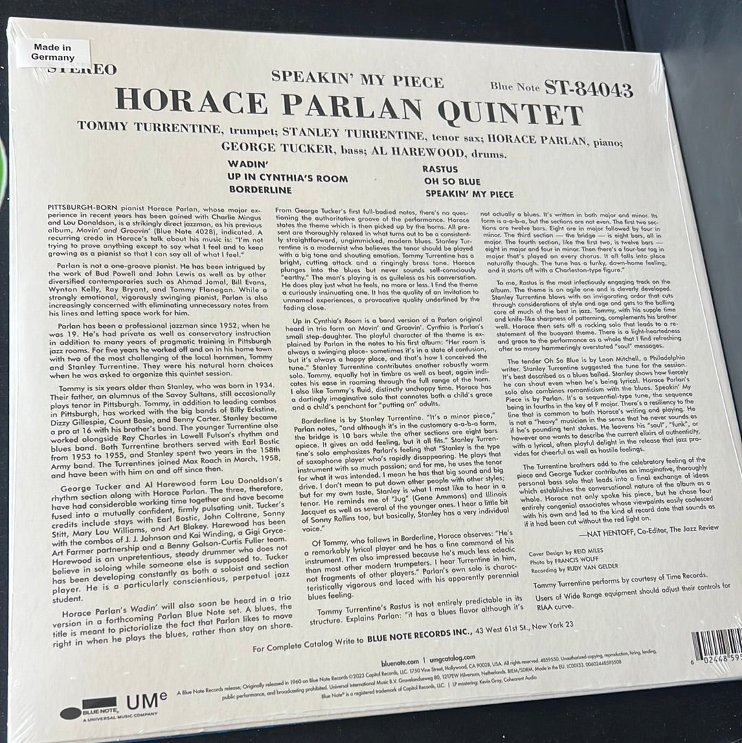 HORACE PARLAN - speakin’ my piece
