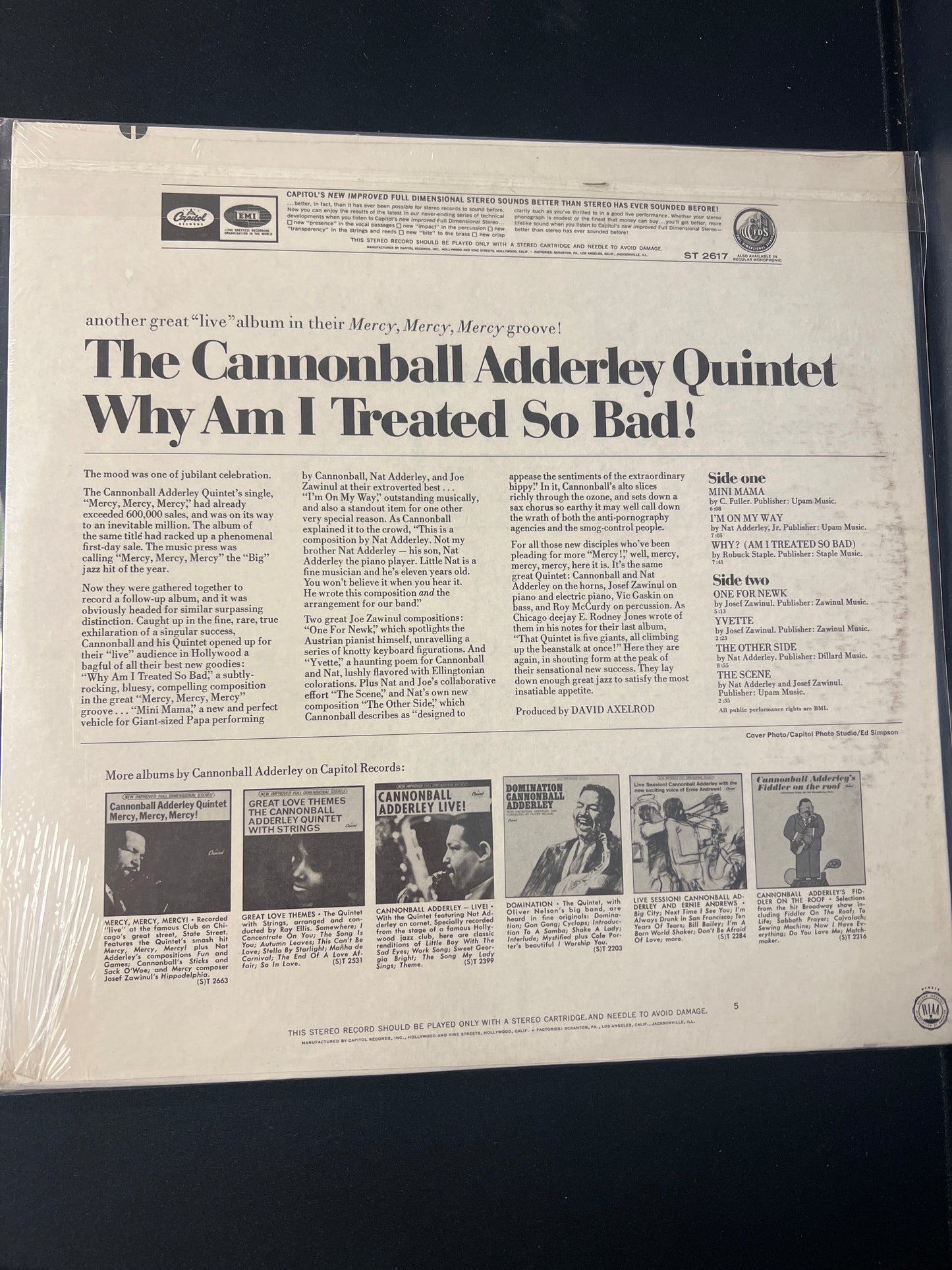 THE CANNONBALL ADDERLY QUINTET - why am I treated so bad!
