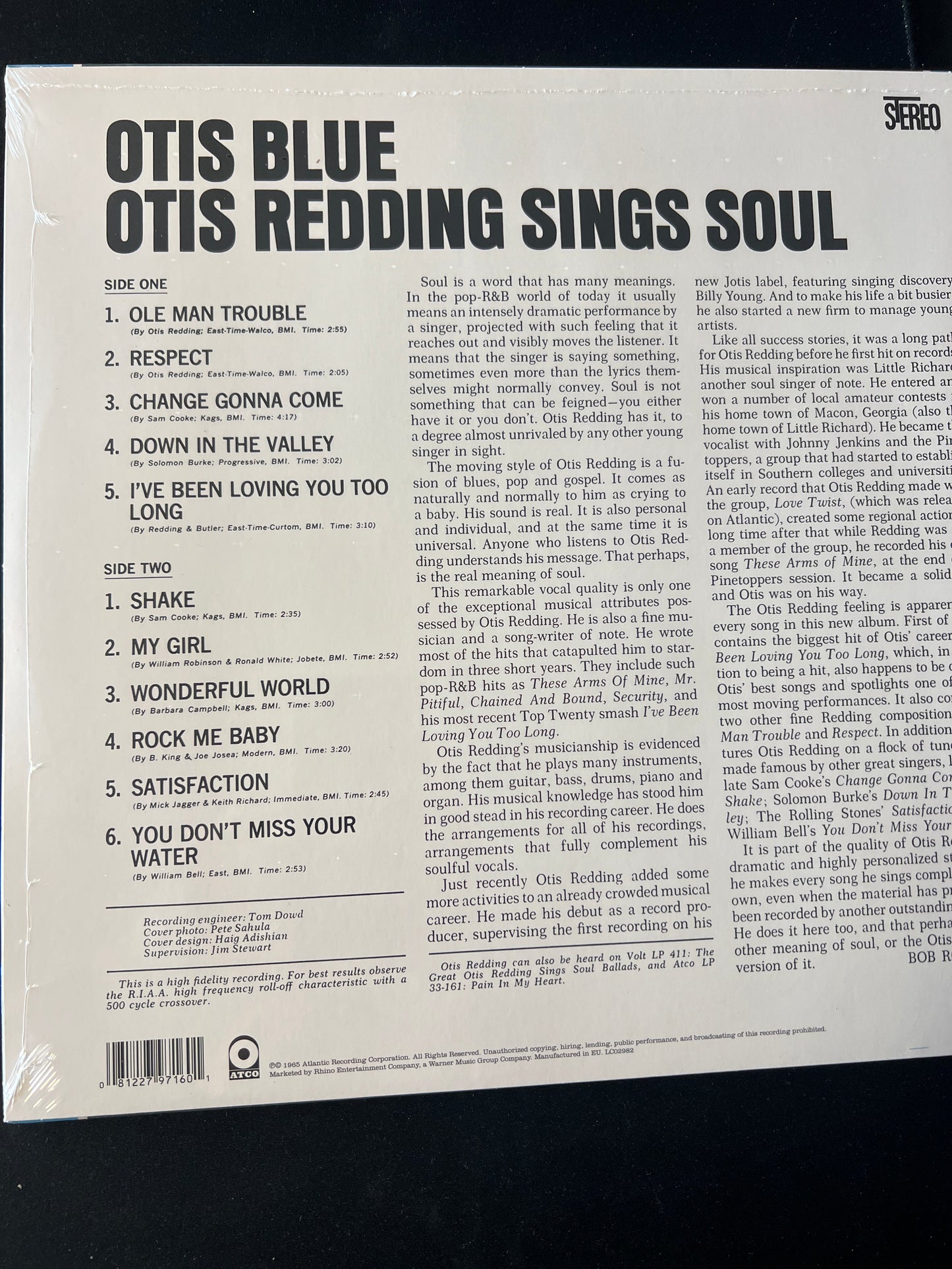 OTIS REDDING - Otis Redding sings soul