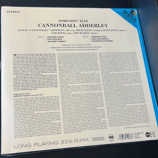 CANNONBALL ADDERLEY - somethin’ else