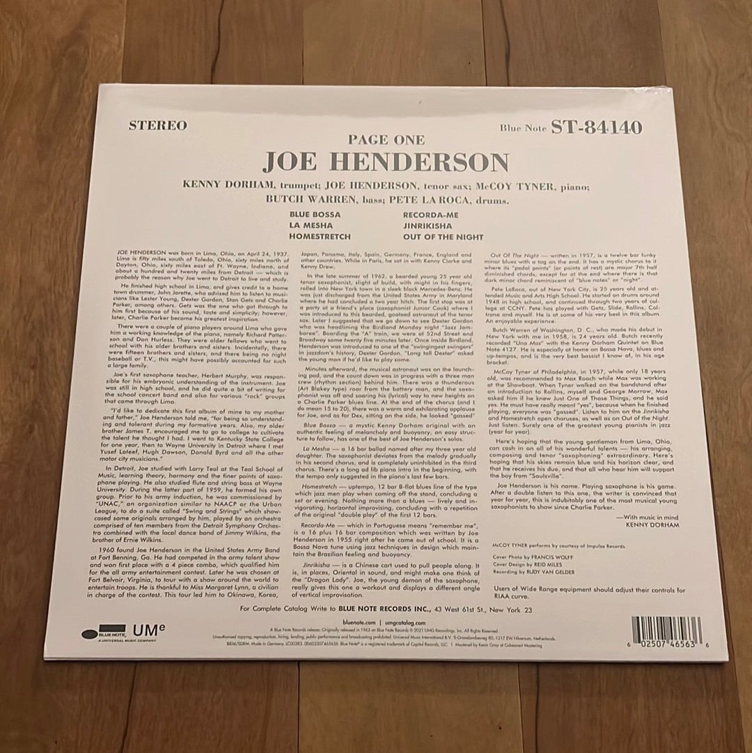 JOE HENDERSON - PAGE ONE